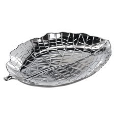 Dekorativni pladenj 39 × 27 × 4,5 cm srebrn list opak=6kos *7809