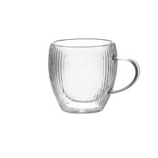 Komplet 2 rebrastih kozarcev z dvojnimi stenami in ročajem 230 ml *4690