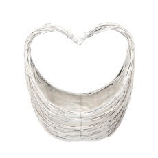 Pletena bela okrasna posoda v obliki srca 37 x 19 x 35 cm stoječa *0784