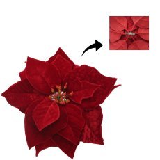Umetni cvet – božična zvezda 25 cm na sponki, bordo, pakiranje = 12 kosov *3834