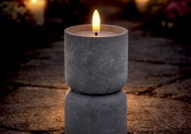 Sveča LED klepsidra 8 x 15 cm učinek betona *9961