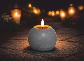 Solarna LED sveča krogla 10,5 x 10 cm, učinek betona *9992