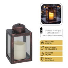 Lanterna z LED svečko 10 x 10 x 17 cm črna *9862