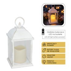 Lantern z LED svečko 10,5 x 10,5 x 20,5 cm bel *9879