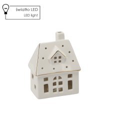 Božična figurica – keramična hišica 10 × 6,2 × 13 cm LED pakiranje = 2 kosa *1223