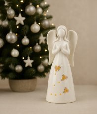 Božična figurica – keramični angelček 7,7 × 7,1 × 20,4 cm LED pakiranje = 4 kosi *1278