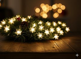 Veriga LED lučk s snežinkami 20 L na baterije opak=20kos *4208