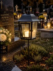 Kovinski lampijon s križem, mat črna *9114