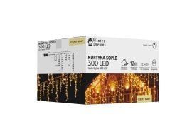 Chomik - Svetlobna zavesa ledene sveče 300 LED, toplo bela, 3+12 m - LED9829