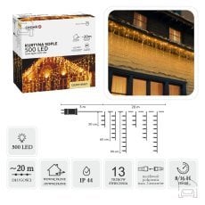 Svetlobna zavesa Icicle 500 LED, toplo bela, 3+20 m - LED9867