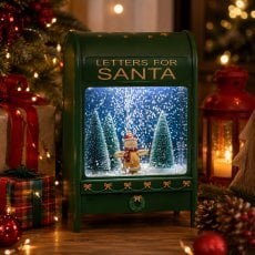 Chomik - Božični poštni nabiralnik 25 x 15 x 40 cm z LED-glasbenim mehanizmom – zelen – z medenjakom in božičnimi drevesci *3905