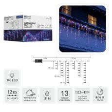 Svetlobna zavesa Sople 300 LED, večbarvna, dolžina 3 + 12 m, *6311