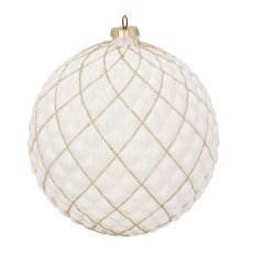 Steklena božična kroglica – opalizirana, okrašena, 18 cm *7684