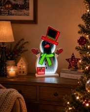 3D-praznična dekoracija – snežak z učinkom neskončnega LED-ogledala 23,5 x 8 x 39,3 cm *8490