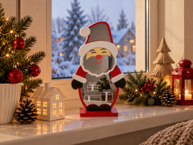 Chomik - 3D-praznična dekoracija – Božiček z učinkom neskončnega LED-ogledala - LUS8506