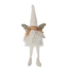 Božični angelček 33 + 18 cm z visečimi nogami, bel *0379