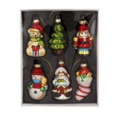 Komplet 6 steklenih okraskov za božično drevo – figurice 8 cm - MAL1253