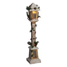 Bela lesena božična lanterna LED 16 x 16 x 85 cm *3318