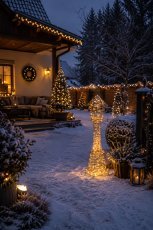 Praznična zlata kovinska LED-laterna, topla bela svetloba, 80 cm *3356