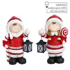 Božična figurica – deklica/fantek, 40 cm, z LED-lampionom *4124