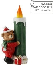 Božična figurica – LED-sveča medvedek s kapo in šalom - GOT4155