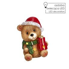 Božična figurica – medved z darili in LED-osvetlitvijo 15,5 x 15 x 20,5 cm *4162