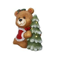 Božična figurica – medvedek z LED-jelko 28 x 17 x 32 cm *4209