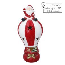 Božična figurica – Božiček na balonu z LED-osvetlitvijo, 19 x 19 x 43 cm *4438