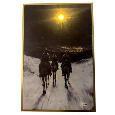 LED-slika na platnu – Sveti trije kralji 40 x 60 x 2,8 cm, zlat okvir *3721