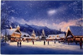 LED-slika na platnu – Zimsko mestece - OBL3776