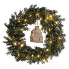 Chomik - Rahlo zasnežen božični venec z LED-osvetlitvijo, 40 cm - HIN4537
