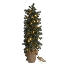 Chomik - Umetna zasnežena božična jelka v lončku z LED-osvetlitvijo, 85 cm - HIN4568
