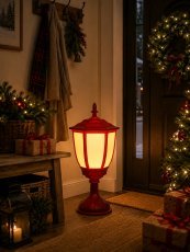 Božična mini laterna 30 x 30 x 55 cm, rdeča, toplo bela LED *3844