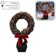 Božični okras – LED-venec v lončku, 47 cm *6708
