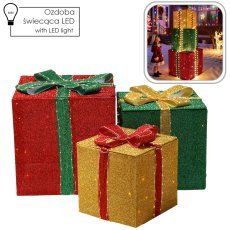 Praznična dekoracija – 3 barvita LED-darila, 150 cm, 613 lučk, topla bela *5763