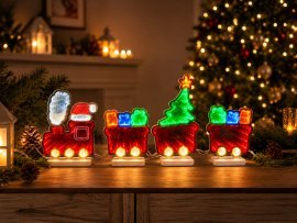 3D praznična dekoracija – vlak z vagoni in zrcalnim učinkom Infinity LED *5787