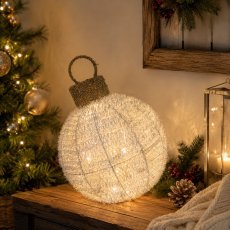 Božični okrasek – LED-kroglica 25 x 34 cm, bela *6739