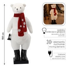 Božični okras – polarni medved 150 cm, LED, melodija, gibanje *7712