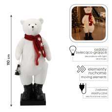 Božični okras – polarni medved 110 cm, LED, melodija, gibanje *7729