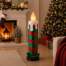 Božični okras, zeleno-rdeča LED-sveča, 90 cm *7811