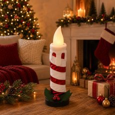 Božični okras, belo-rdeča LED-sveča, 60 cm, *7828