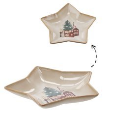 Porcelanasti servirni krožnik 24 x 25 x 4,5 cm, zvezda »Winter Coffee« *6852