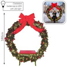3D LED-praznična dekoracija – venec s sediščem 180 cm *9877