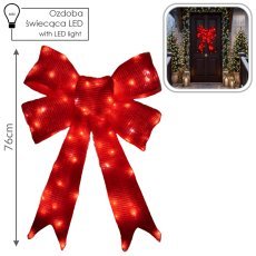 3D LED-praznična dekoracija – rdeča pentlja 76 cm *9891