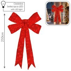 3D LED-praznična dekoracija – rdeča pentlja 210 cm *9914