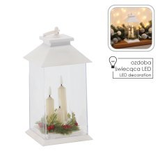 Bela LED-lanterna 14 x 14 x 27 cm s tremi svečkami *3324