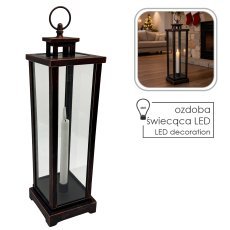 LED-lampion 12 x 12 x 44,5 cm s svečko *3454