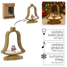 Božični okras z LED-vložkom in glasbenim mehanizmom, 27 cm – zvonček *3881