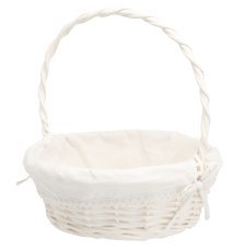 Košara iz ratana 31 x 31 x 12,5/35 cm z ročajem in tekstilno podlogo – bela *7176