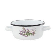 Bela emajlirana kozica z dvema ročajema, 1,5 l, 16 cm, sivka *4345